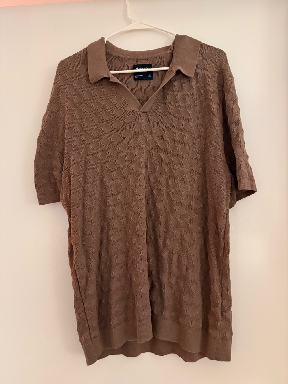 Abercrombie & Fitch Textured Brown Polo Knit Shirt